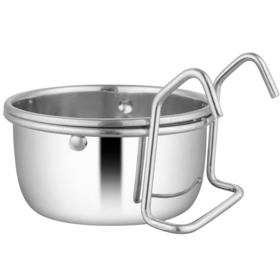 Jeffers Pet Stainless Steel Cage Cup Pet Feeder with Hooks for Birds, Rabbits, Ferrets, Kittens & Small Animals Hanging Food Water Bowl Dish for Cages, Crates, Kennels - Dishwasher Safe - 10 oz