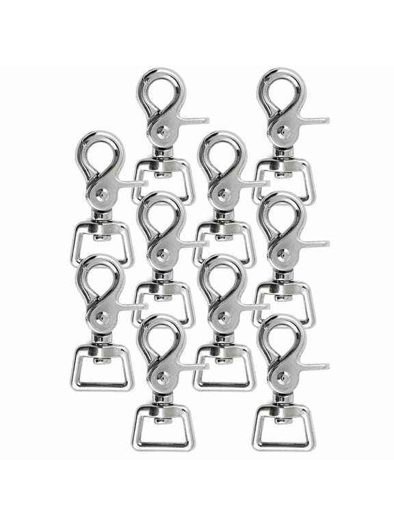 Trigger Snap Clip 2.5" with Swivel Square Eye – Nickel Plated for Rope, Pet Leash, Keychain, DIY, Camping, Tools – 3/4" 10 Pack