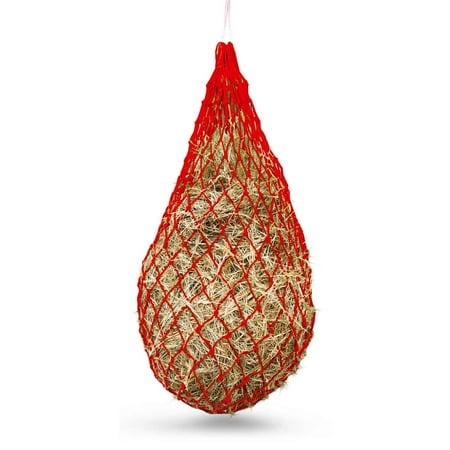 Jeffers Slow Feed Nylon Hay Net for Horses, Red 2" x 2" - Reduce Mess Farm Stall Feeding, Barn Stable Storage, Tack Organizer, Portable Travel Feeder for Trailer, Adjustable Hanging Setup - 1 Pack