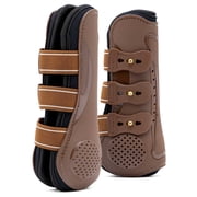 Jeffers Uniquely English Open Front Tendon for Horses, Pair, Medium - Ventilated Neoprene Horse Leg Protection for Tendons & High Impact Support, Jumping & Competition Riding Equine Boots - Brown