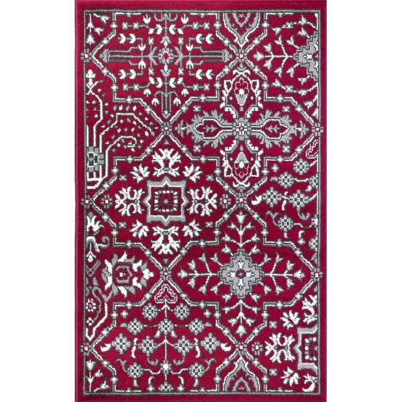 Jefferson Collection Athens Red 3 ft. x 5 ft. Area Rug