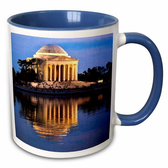 3drose, Jefferson Memorial and Tidal Basin with Reflection, Washington Dc, 11oz Two-tone Blue Mug