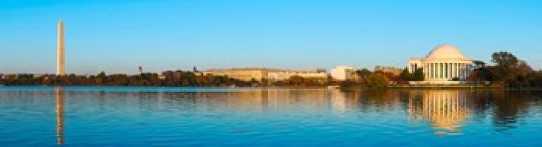 Jefferson Memorial and Washington Monument at dusk Tidal Basin Washington DC USA Canvas Art - Panoramic Images (42 x 12)