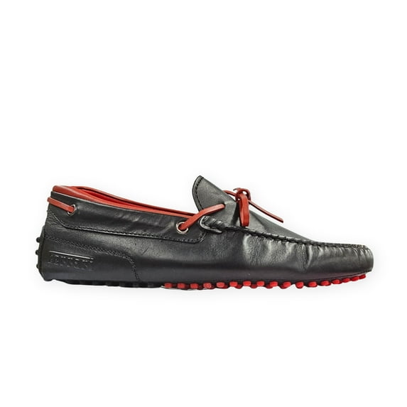 Tods Ferrari Limited Edition Slip On Black/Red Leather Lace Dress Loafers Shoes