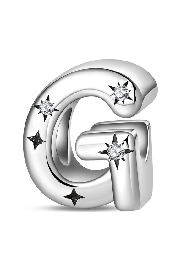 Charm 925 Silver Star Light English alphabet for Bracelets Necklace, Women Gifts for Wife Mom,G,Grace,Star Light,G,Grace