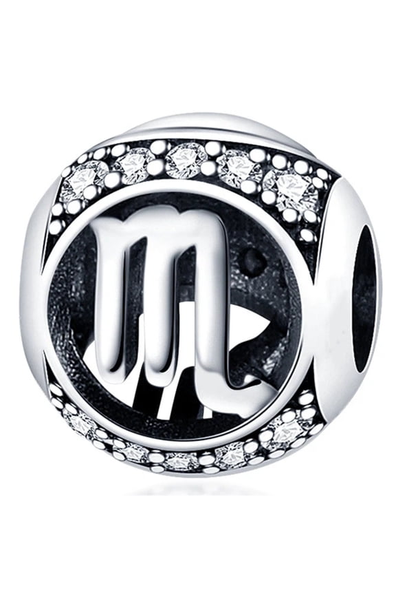 Charm for Women Bracelet Necklace 12 Zodiac Signs Pendant Bead,White Crystals,Scorpio