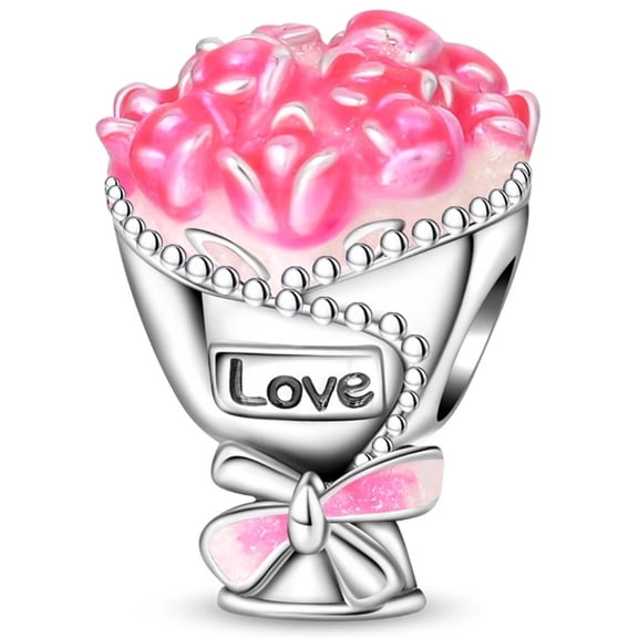 Jeffery Charm for Women Bracelet Necklace Valentine's Day Pink Heart Pendant,Pink,Butterfly Knot Ture Love