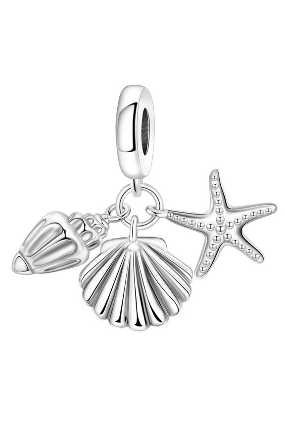 Charm for Women Bracelets 925 Sterling Silver Marine Animals Dangle Pendant,Sea Shell Sea Star Pendant,Vitality,Vitality