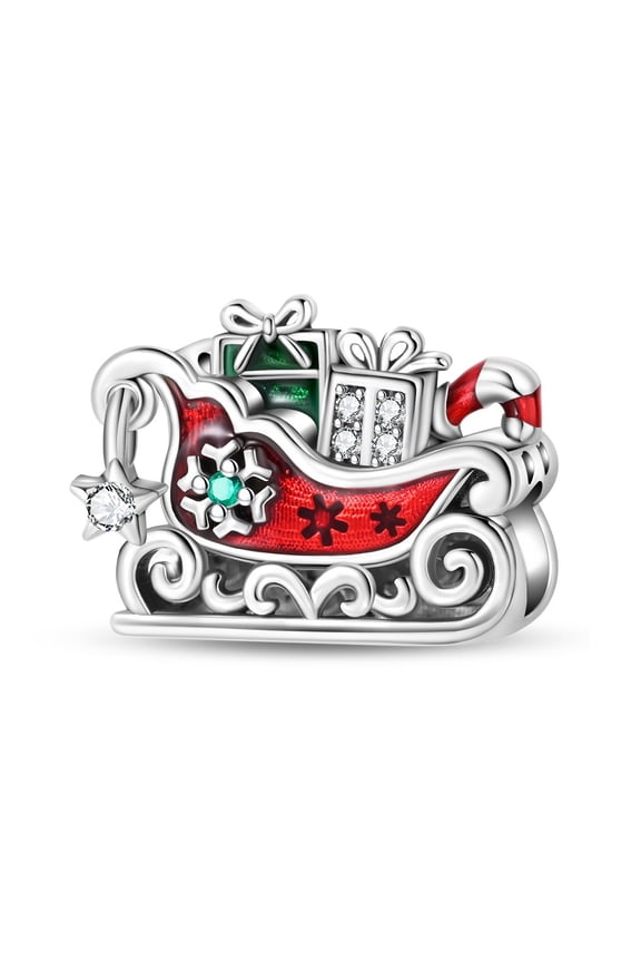 Charms 925 Silver Christmas Santa Claus, sled, reindeer, snow house, gift box Pendant for Women Snake Bone Chain Bracelets and Necklaces,Christmas