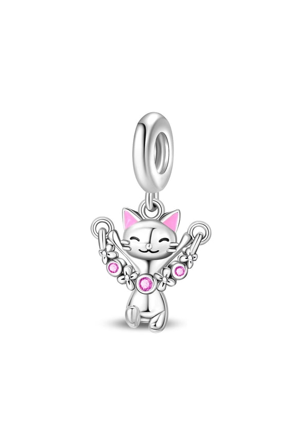 Charms Animal Elephant Cat Swan 925 Silver Pendant for Women Bracelet Necklace,skipping rope pet cat,Animal