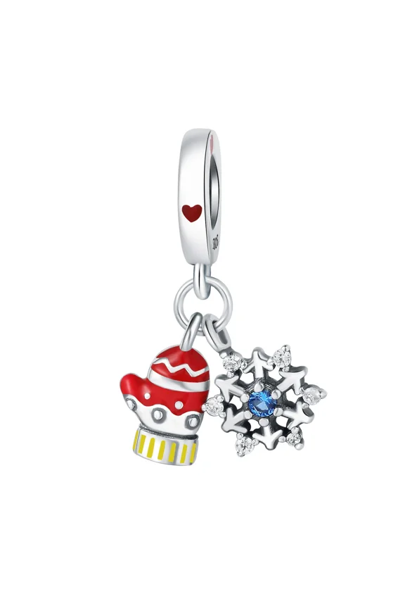 Charms Christmas Hat, Gloves, Socks 925 Silver Pendants for Women Bracelet and Necklace,Christmas