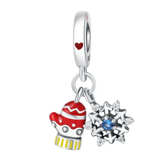 Jeffery Charms Christmas Hat, Gloves, Socks 925 Silver Pendants for Women Bracelet and Necklace,Christmas