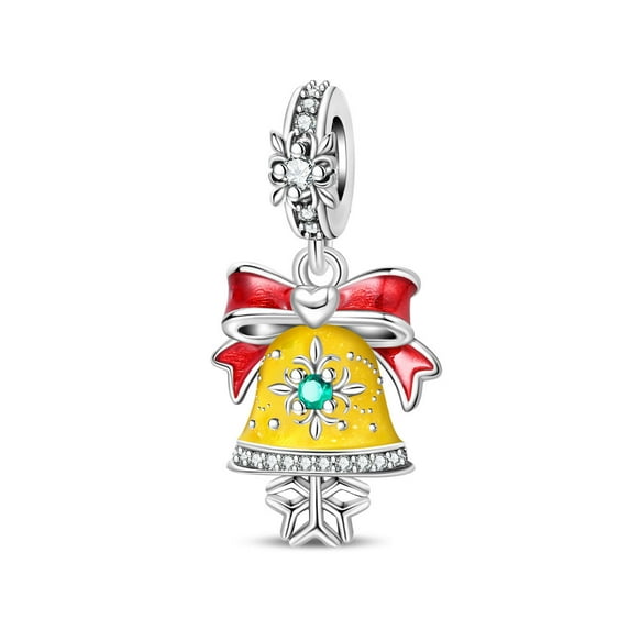 Jeffery Charms for Women Bracelet 925 Silver Christmas bell Pendants with Colorful zircon,Lucky Bell,Christmas