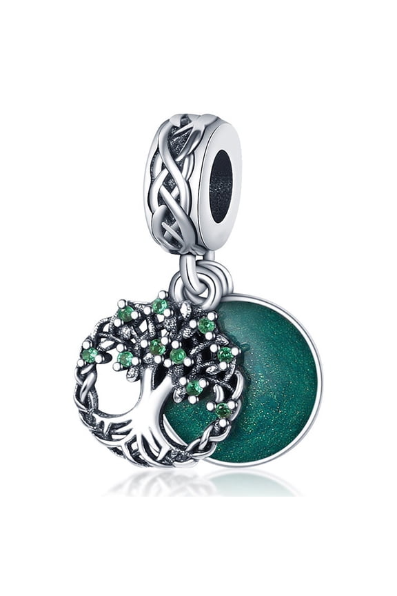 Charms for Women Bracelet Lucky U Horseshoe Clover Tree Pendant,Green,Lucky Tree