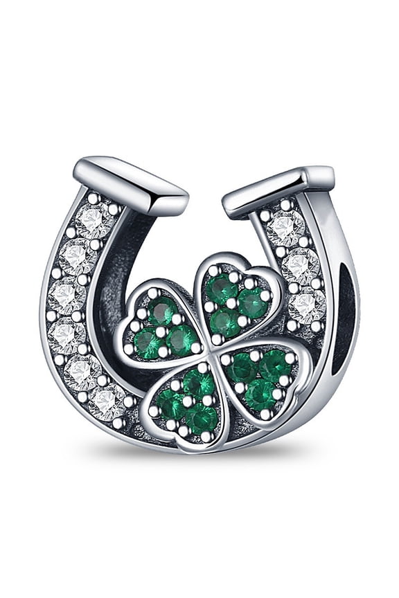 Charms for Women Bracelet Lucky U Horseshoe Clover Tree Pendant,Green,U Clover