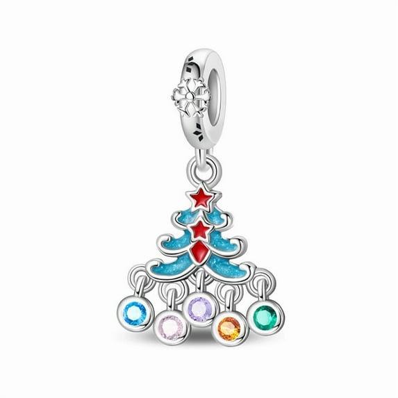 Jeffery Charms for Women Bracelet and Necklace 925 Silver Christmas Red Hat, Gloves, Socks Pendants,Neon Christmas Tree,Christmas