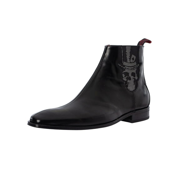 Jeffery West Skull Polished Leather Chelsea Boots, Black