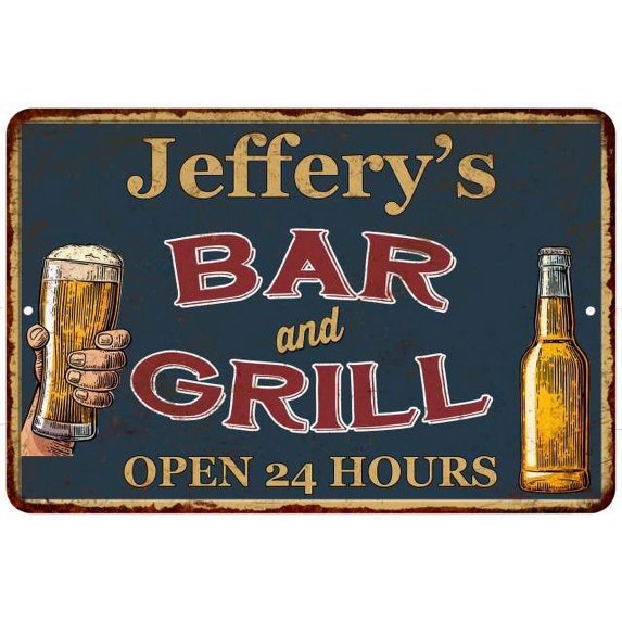 Jeffery's Green Bar and Grill Metal Sign 8 x 12 Matte Finish Metal 108120044770