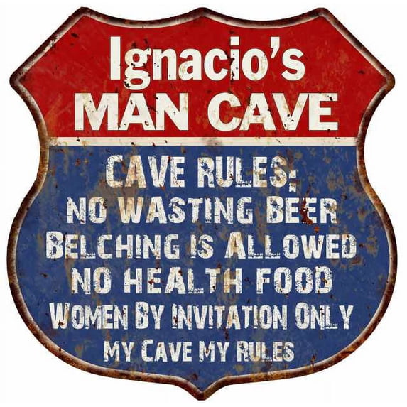 Jeffery's Man Cave Rules Sign Shield Metal Gift 211110023413