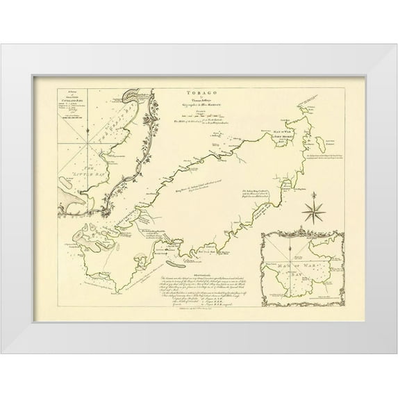 Jefferys 18x14 White Modern Wood Framed Museum Art Print Titled - Caribbean Tobago - Jefferys 1765