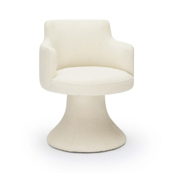 Jeffree Cream Performance Boucle Swivel Dining Chair