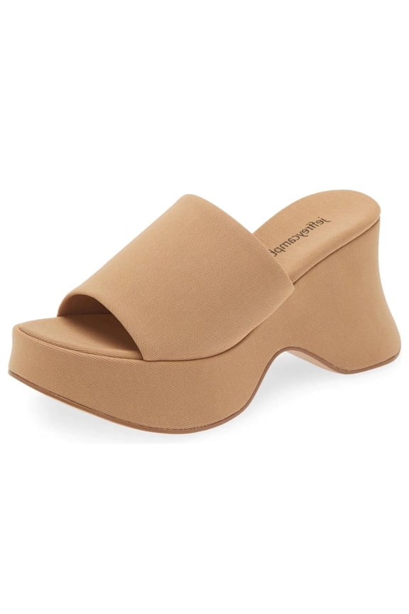 6Teen-2 Beige Mesh Slip On Open Toe Chunky Wedge Heeled Sandals (Beige Mesh, 10)