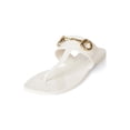 thumbnail image 1 of Jeffrey Campbell A Lil Bit Cream Shiny Slip On Open Toe Flat Thong Sandals (Cream Shiny, 8), 1 of 4