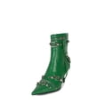 thumbnail image 1 of Jeffrey Campbell Alt-Rock Green Silver Kitten Heel Pointy Toe Spiky Fashion Boot (Green Silver, 7), 1 of 4