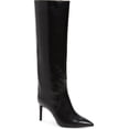 thumbnail image 1 of Jeffrey Campbell Arsen Stiletto Knee High Boot Black Leather Pointed Dress Boots, 1 of 5