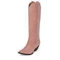 thumbnail image 1 of Jeffrey Campbell Calvera Pink Suede Pointed Western Angled Heel Knee High Boots (Pink Suede, 7.5), 1 of 4