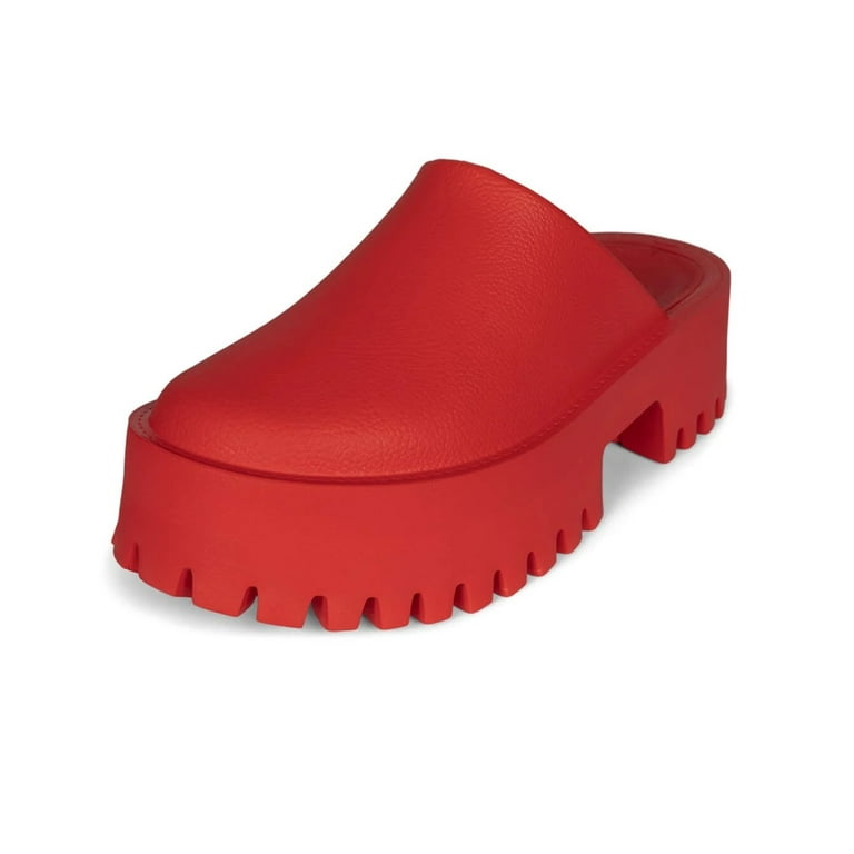 Jeffrey Campbell Clogge Red Fashion Slip On Chunky Platform Mule Clog Sandals Red 7