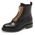 thumbnail image 1 of Jeffrey Campbell DAMON-Z Black Snake Gold Chain Combat Ankle Boots Dress Bootie (BLACK SNAKE, 6), 1 of 9