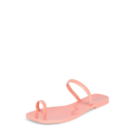 Jeffrey Campbell Darbey-JLL Pink Squared Open Toe Jelly Slide Flat Sandals