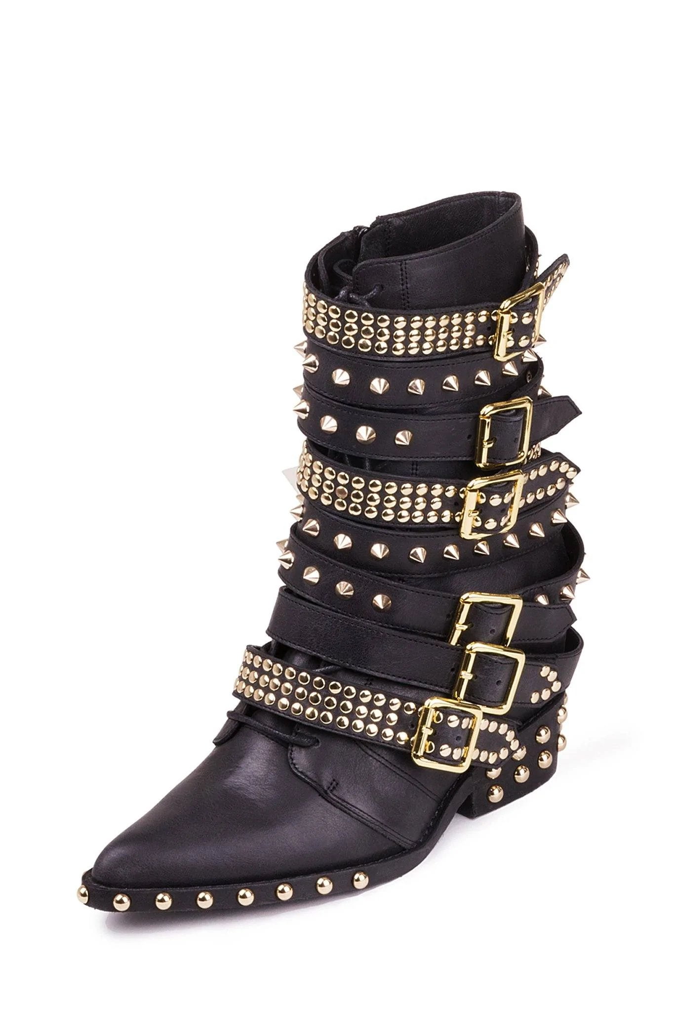 black boots with gold detail