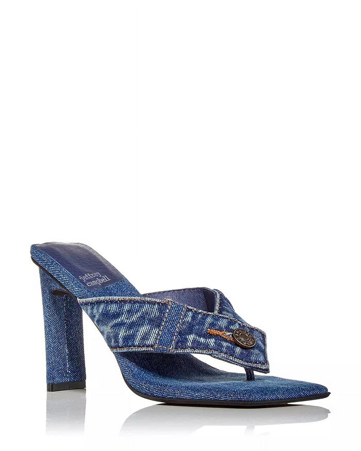 Jeffrey Campbell Genetic Blue Denim Jean Fashion Square Toe Slip On Boots 8.5 BLUE DENIM Walmart