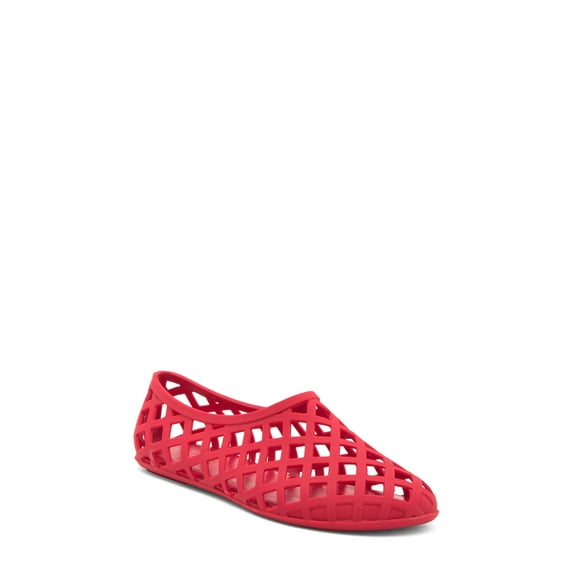 Jeffrey Campbell Jellz Red Matte Fashion Slip On Rounded Toe Holed Flat Shoes (Red Matte, 7)