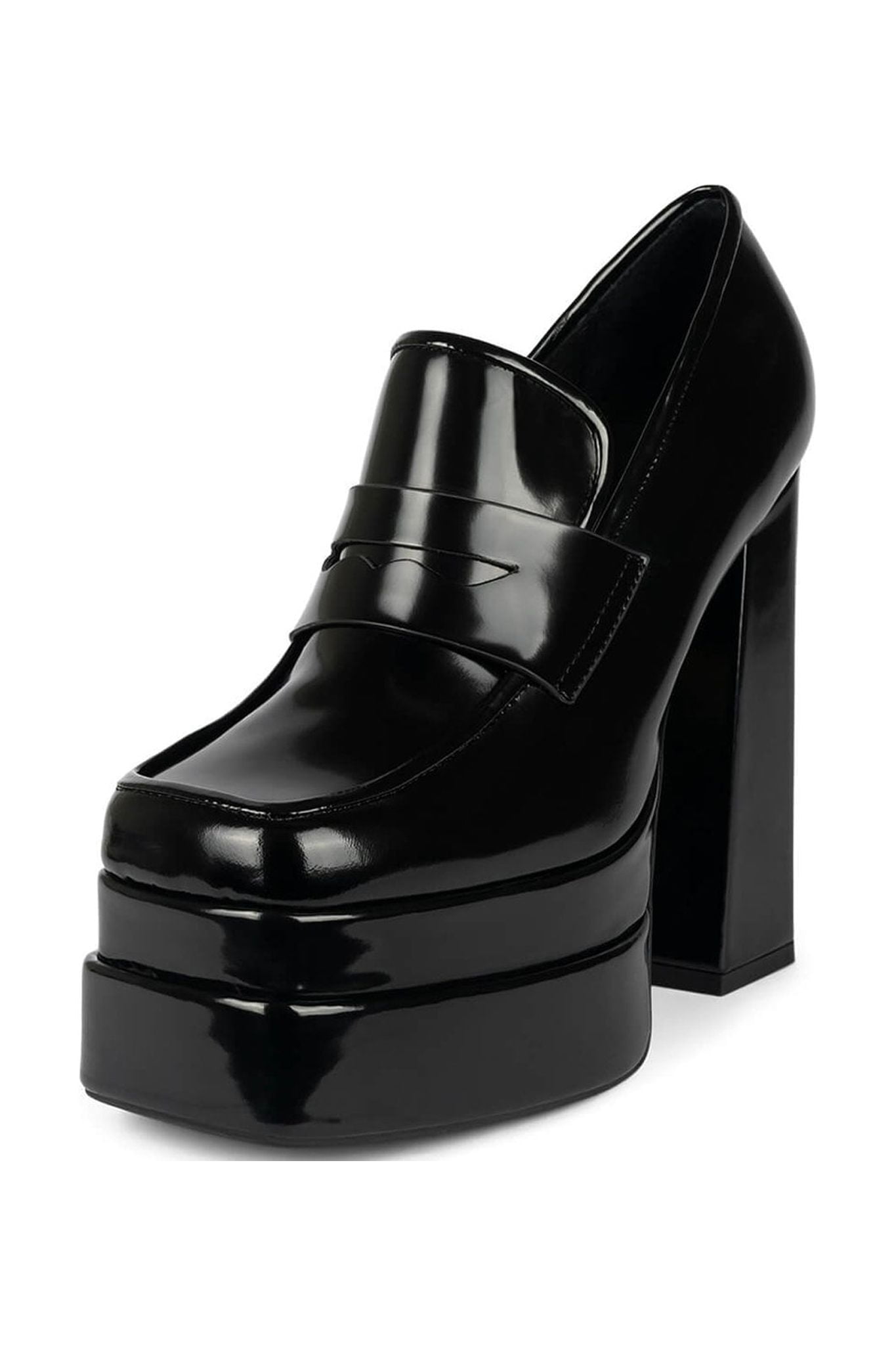 Jeffrey Campbell LAXED Doublestacked Platform Loafer Pump Boots BLACK BOX (9, BLACK BOX