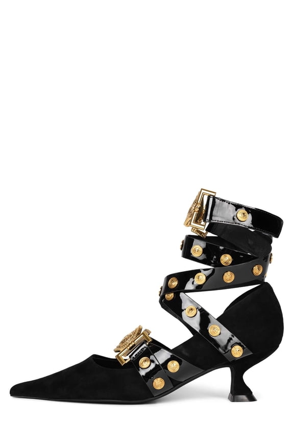 LEOS Ankle Wrap Kitten Heel Pump 6 M New