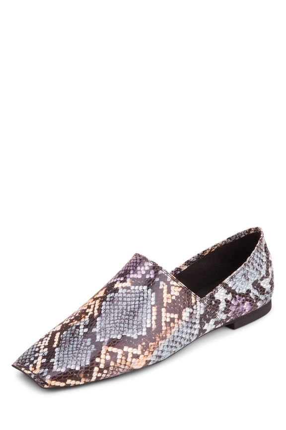 Lanvale Square Toe Flats Blue Snake Slip On Moccasin Loafers (Blue Beige Snake, 6)