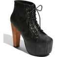 thumbnail image 1 of Jeffrey Campbell Lita Black Distressed Leather Wood Heel Platform Lace Up Boot (11), 1 of 6