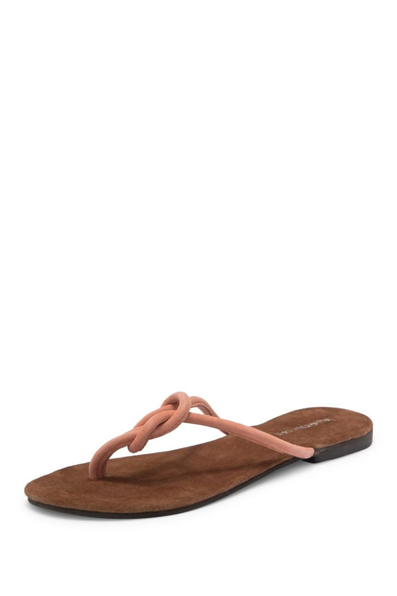 MALIA-2 Flip Flop Blush Suede Sandal Slip On Slides Mules (Blush, 6)