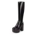 thumbnail image 1 of Jeffrey Campbell MEXIQUE-KH Knee High Heel Platform Block Heel Black Boots (BLACK, 8.5), 1 of 4