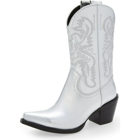 Jeffrey Campbell RANCHER-MD Mid-shaft embroidered western boot WHITE WHITE (WHITE WHITE, 6)