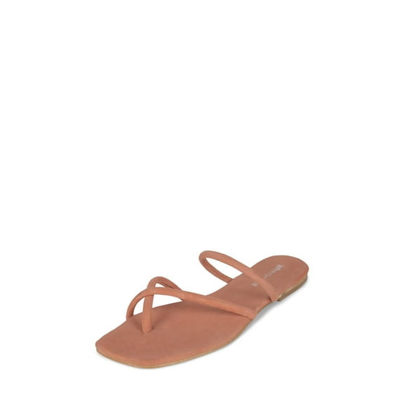 Jeffrey Campbell Rania Pink Suede Slip On Flip Flop Open Toe Strappy Flat Sandal (Pink Suede, 6)