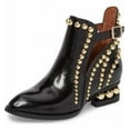 thumbnail image 1 of Jeffrey Campbell Rylance Black Box Gold Embellished Cut Out Buckle Ankle Booties (Black, 8.5), 1 of 5
