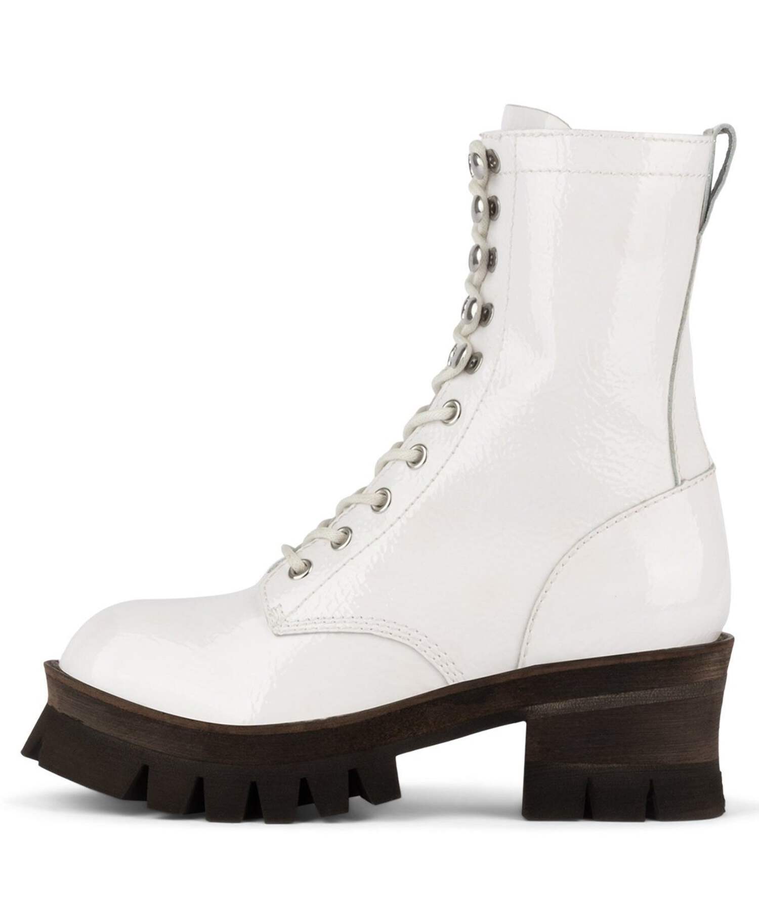 Jeffrey Campbell Sycamore Lace-up Boots WHITE CRINKLE PATENT Platform Boots (WHITE CRINKLE PATENT, 10)
