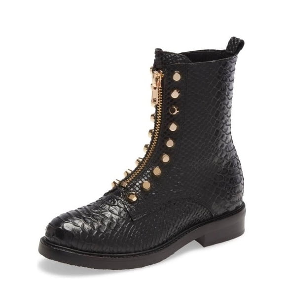 Jeffrey Campbell TONETTE Black Snake Embellished Block Chunky Heel