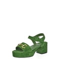 thumbnail image 1 of Jeffrey Campbell Timeless Green Suede Gold Ankle Strap Open Toe Heeled Sandals (Green Suede Gold, 7), 1 of 4