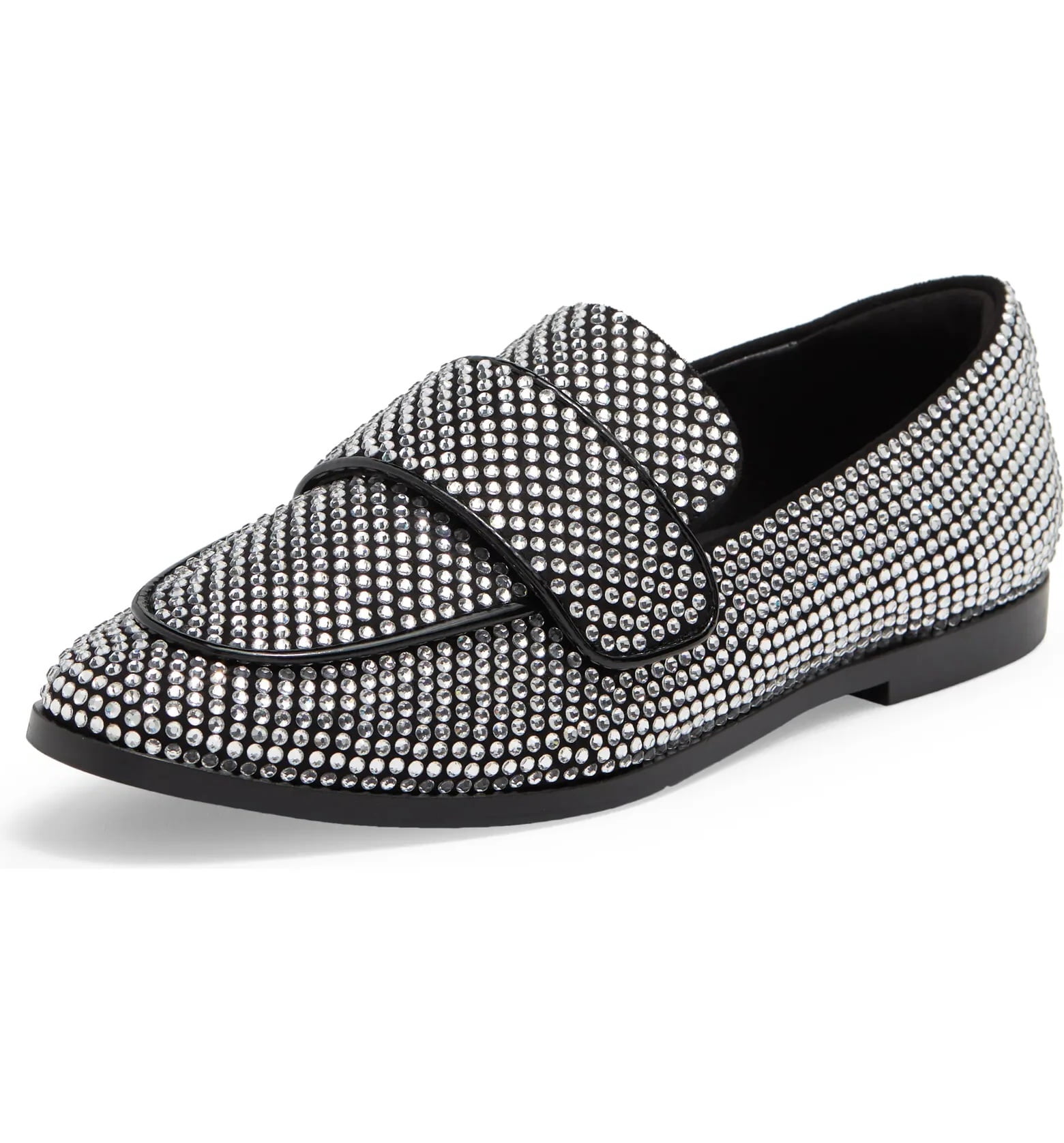 {Jeffery Campbell} Velvit-JL Black-Clear Rhinestone Loafers Jeffrey Campbell Velvit-JL Black Clear Rhinestone Loafer  main image 4