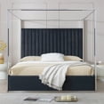 thumbnail image 1 of Jeffrey Canopy Velvet Upholstered King Bed Frame In Black, 1 of 7